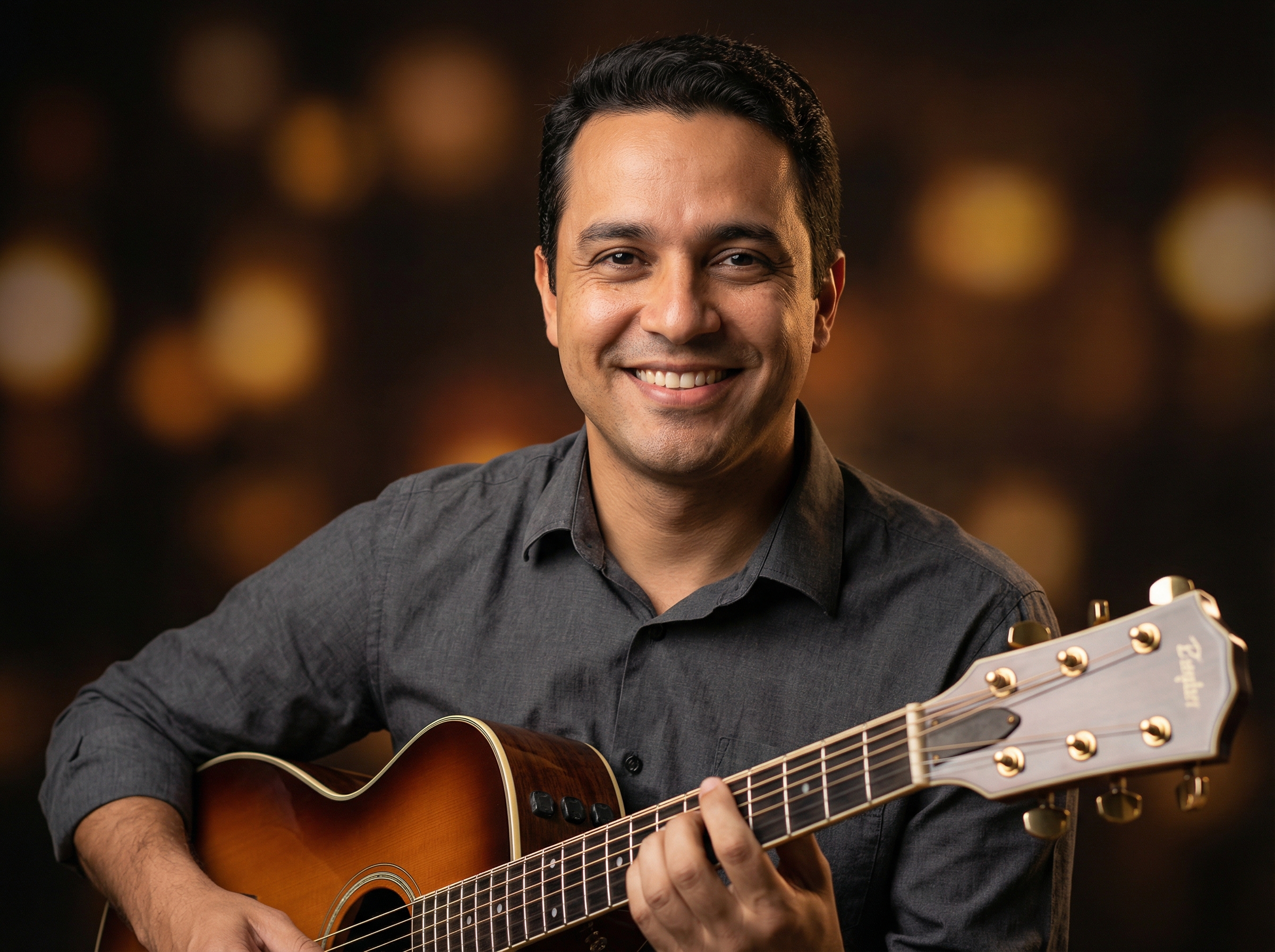 Criador do produto com violão